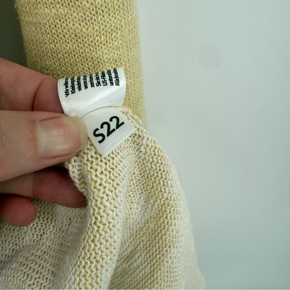 Eileen Fisher Organic Cotton Linen Slub Long Cardigan in Butter Yellow Size M - Picture 7 of 10
